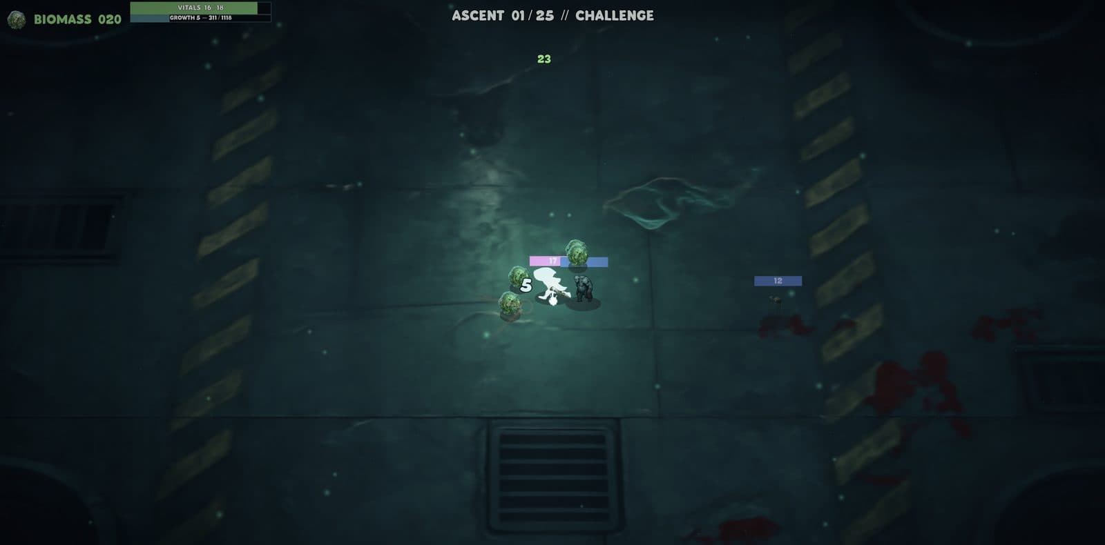 Top-down combat in the flooded sublevels of the facility