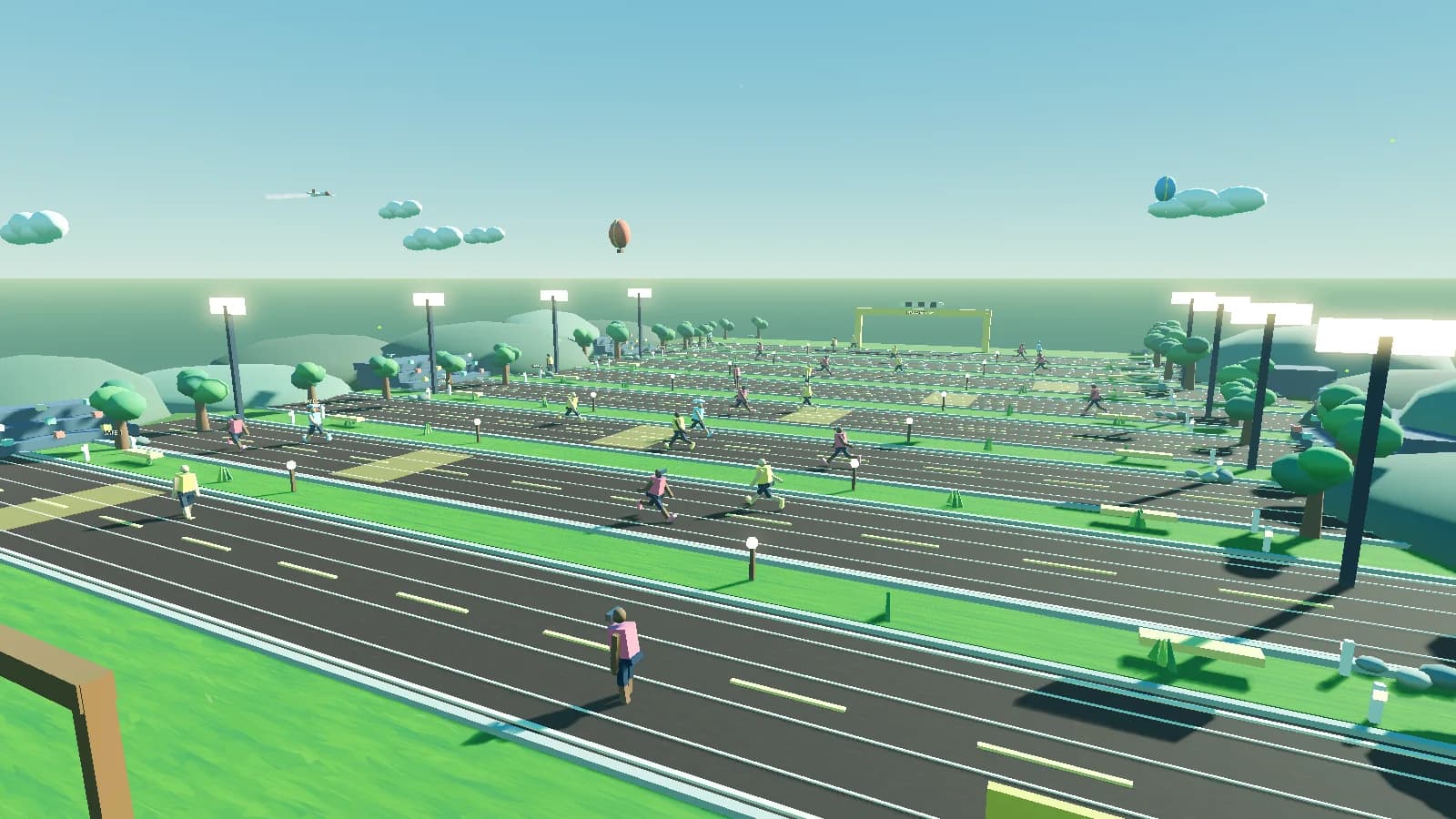 Runners crossing the Relay Rooftops world